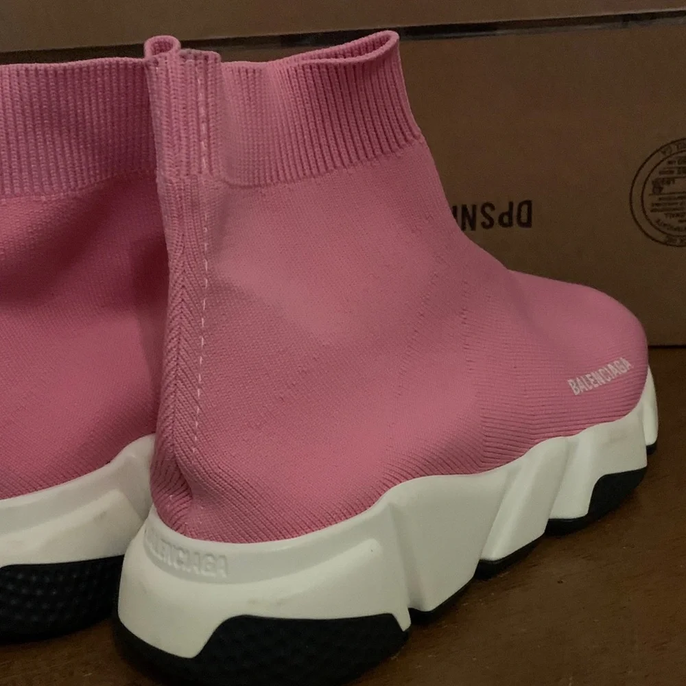 Balenciaga Pink Sock-Style Speed Trainer Sneakers - Picture 7 of 14